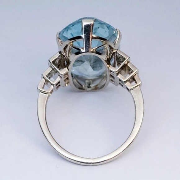 NEW STERLING SILVER AQUAMARINE RING - Picture 6 of 7